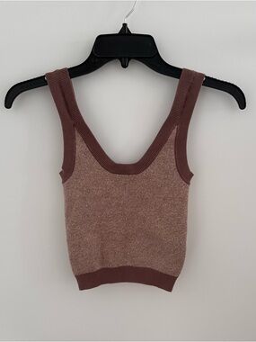 Nude Lucy Rib-Trim Knit Tank Top in Dusty Rose